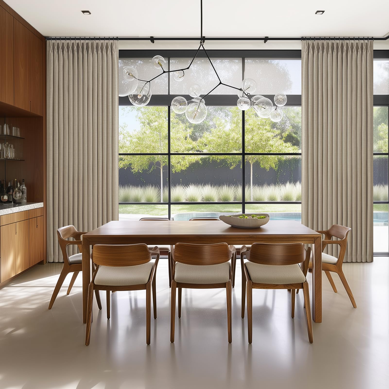 PleatedDrapes 400gsm fabric delivers luxurious texture while maintaining energy-efficient insulation.