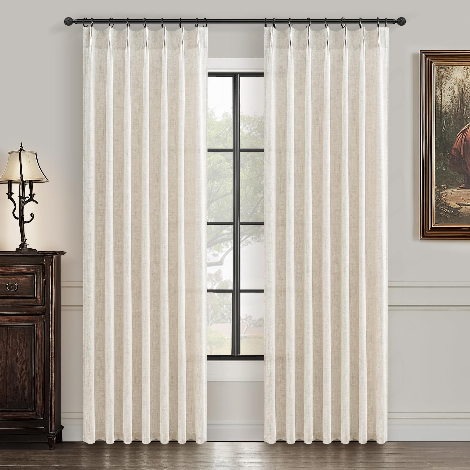PleatedDrapes pinch-pleat curtain cream with light filtering for privacy