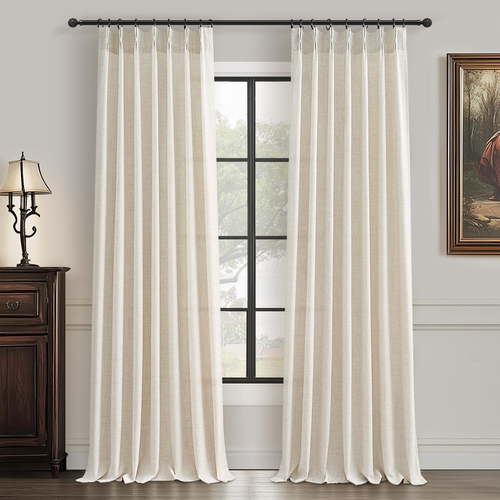 PleatedDrapes semi sheer curtains front view show pleats and light diffusion