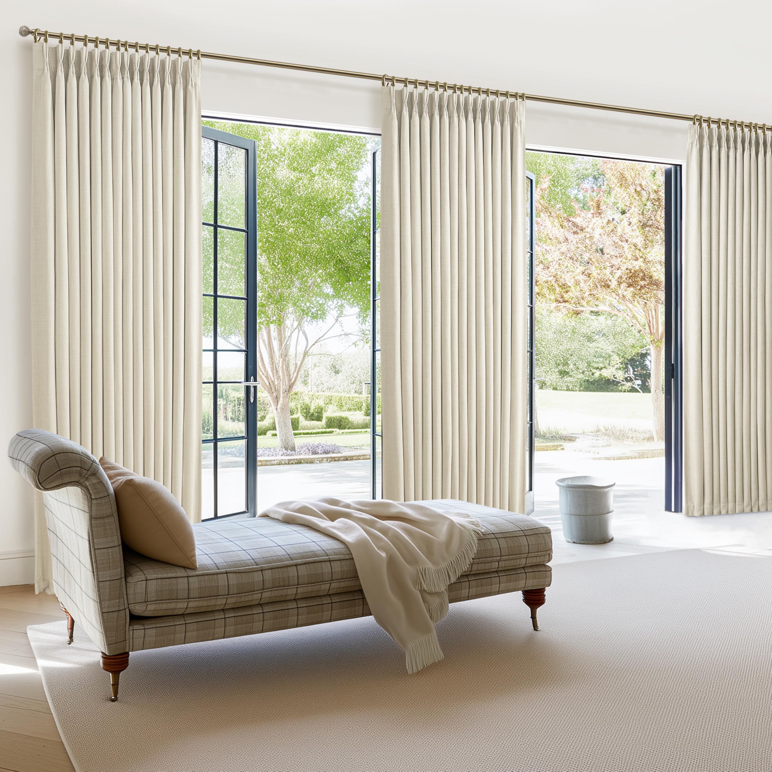 PleatedDrapes track system compatibility shown with seamless rod integration