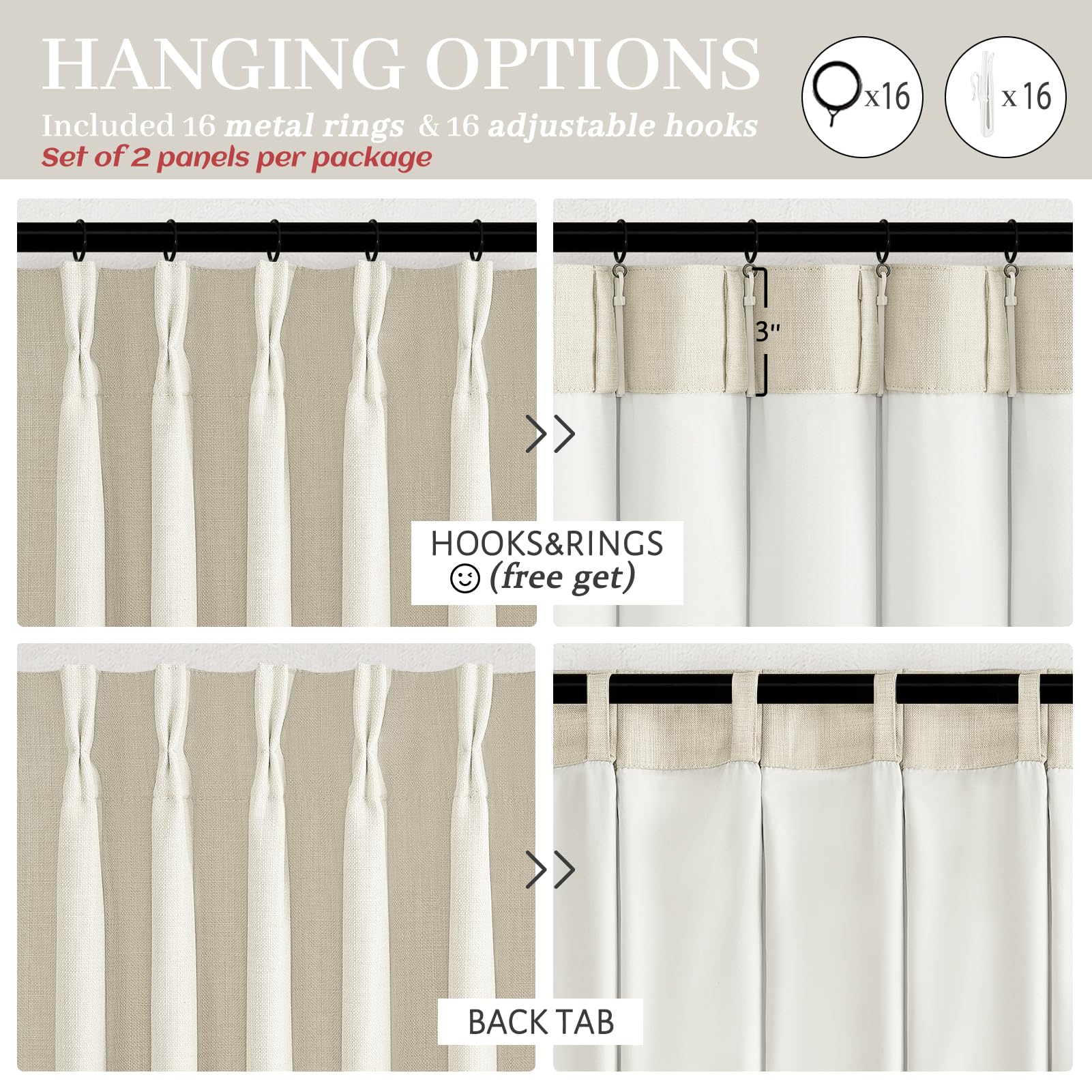 PleatedDrapes 2-panel set with weighted bottom detail visible for stable draping