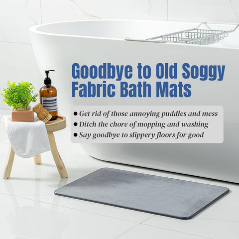 Plentio Premium Comfort Stone Bath Mat in dark gray complements any bathroom décor.