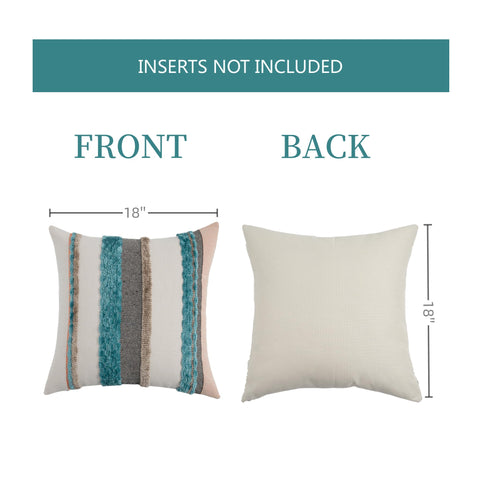 PLEPATE boho pillow cover color-blocking teal; versatile for multiple decor styles