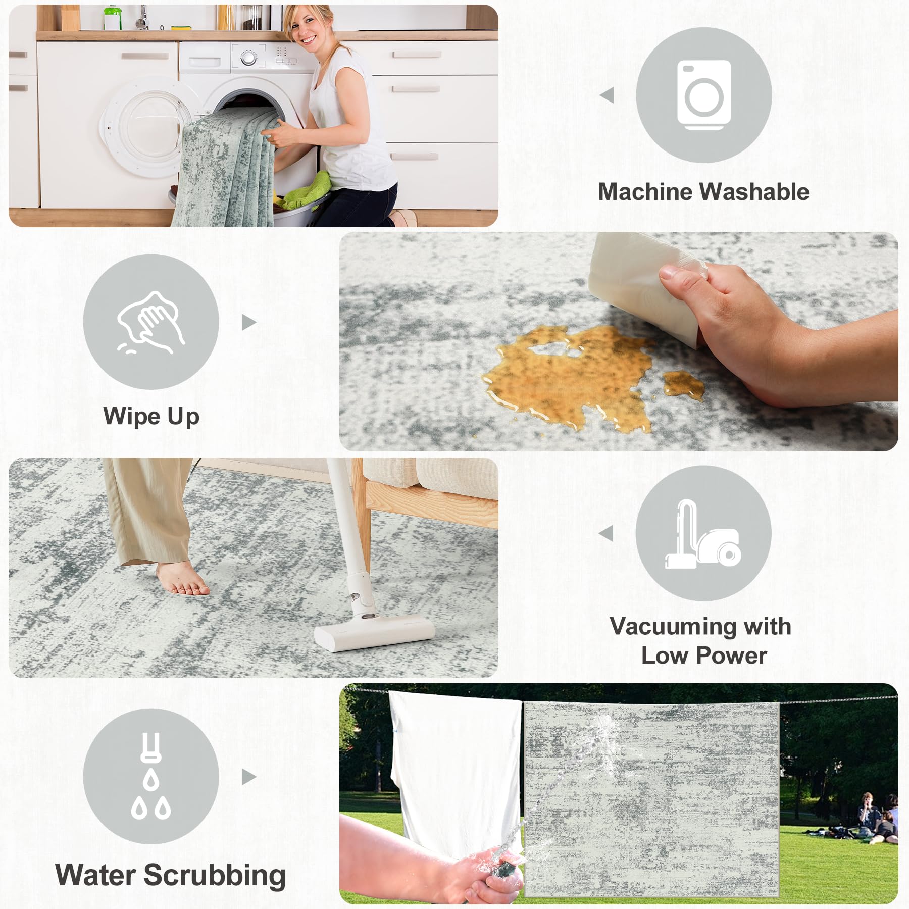 PLHXFR 6x9 rug demonstrates kid and pet-friendly surface with odor-free materials