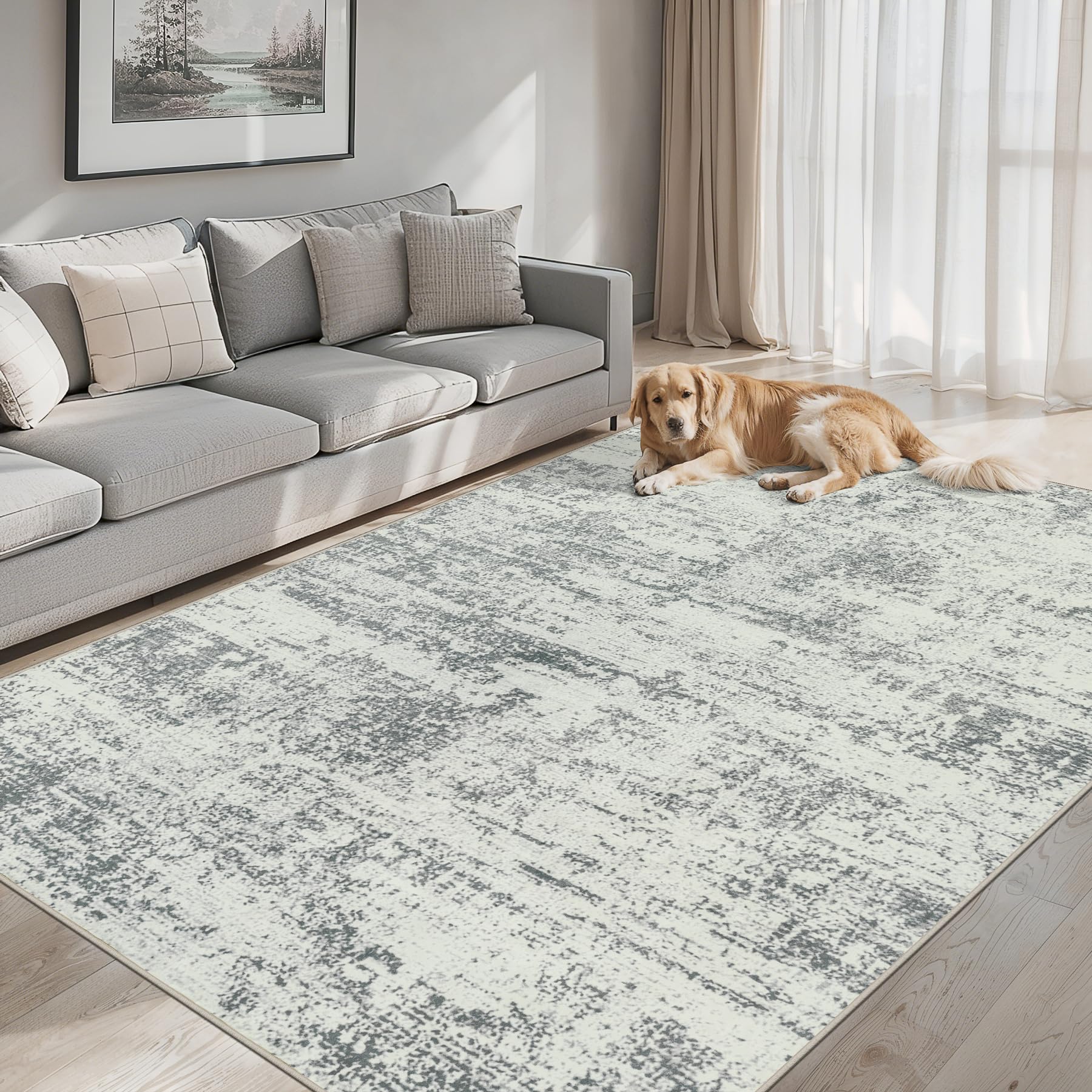 Close-up of PLHXFR soft pile rug showing plush texture for barefoot comfort