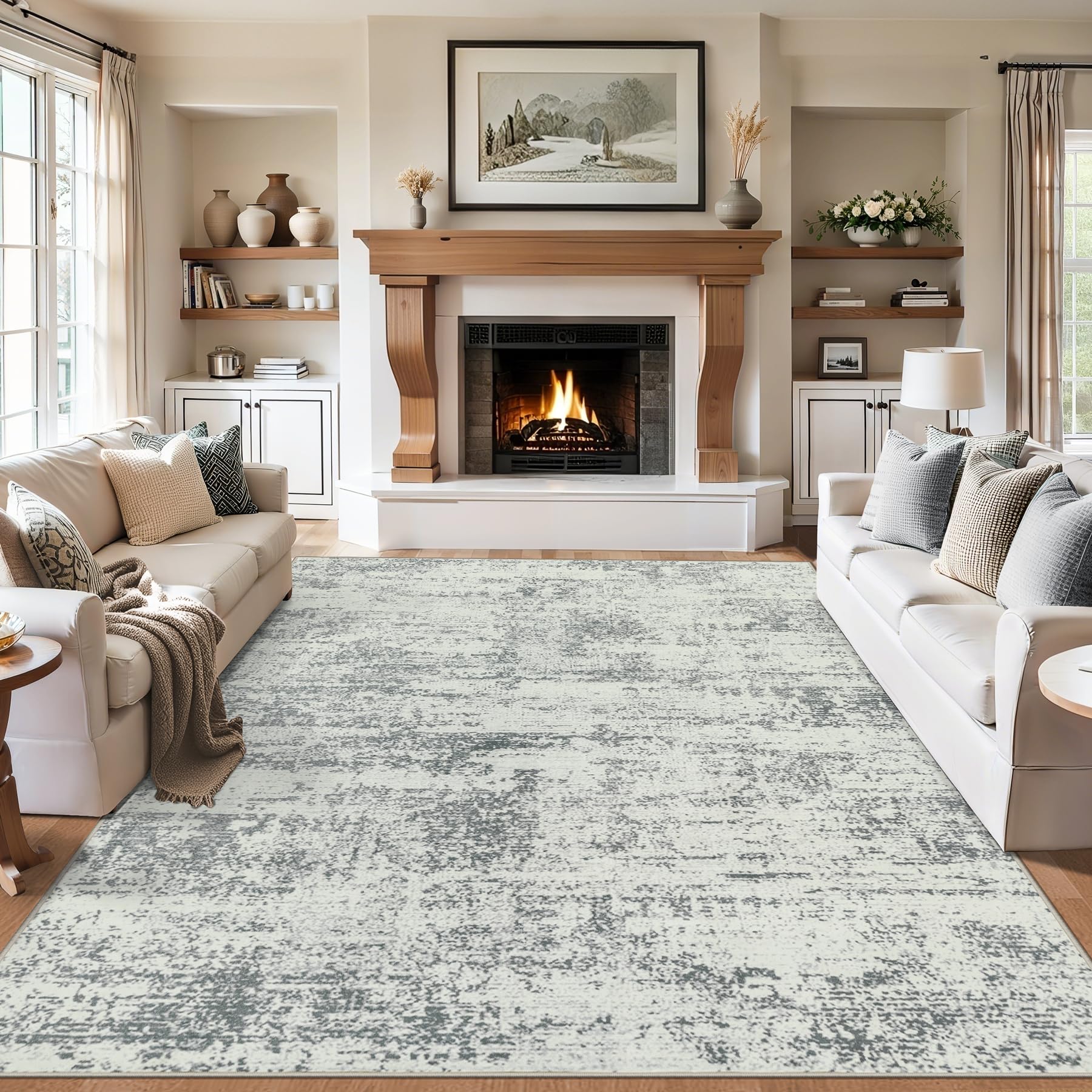 PLHXFR 8x10 area rug with soft low pile, comfortable under bare feet