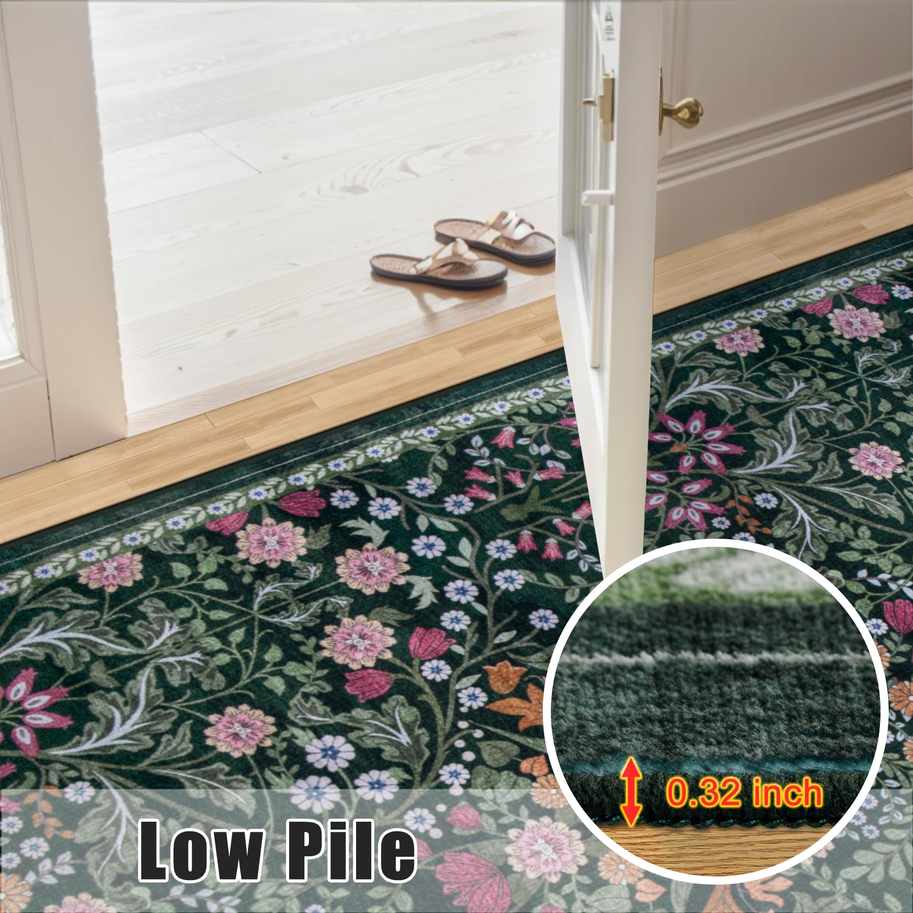 PLHXFR dark-green rug adds depth to living rooms and offices.