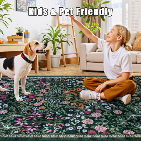 PLHXFR kid-friendly rug design suitable for pets and play spaces.
