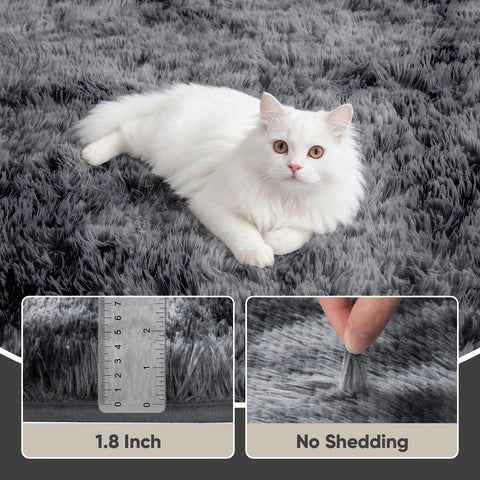 PLHXFR fluffy rug is easy to clean with vacuuming or damp wipe