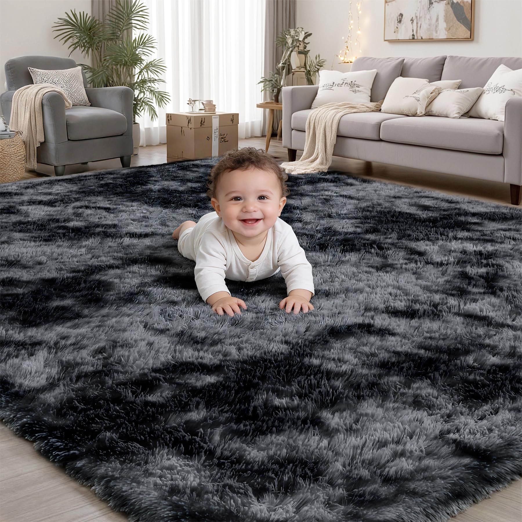 PLHXFR 8x10 fluffy rug with ultra soft pile adds cozy comfort to any living space