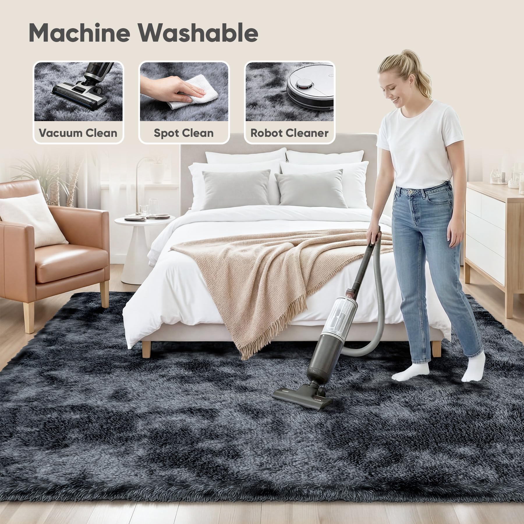 PLHXFR rug arrives vacuum packed and expands to full fluff quickly