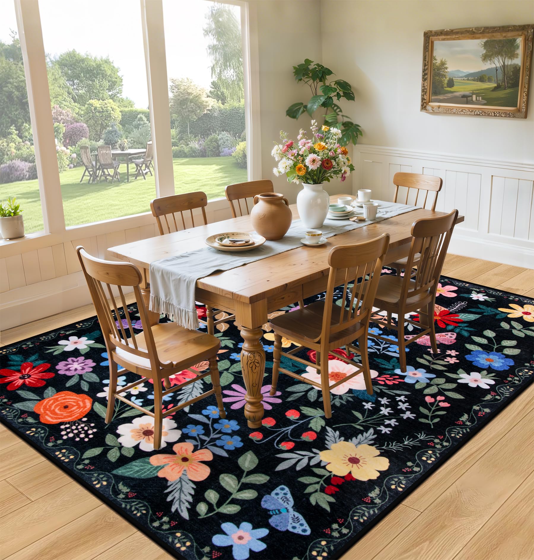 PLHXFR anti-slip backing 8x10 rug stays securely in place on floors.
