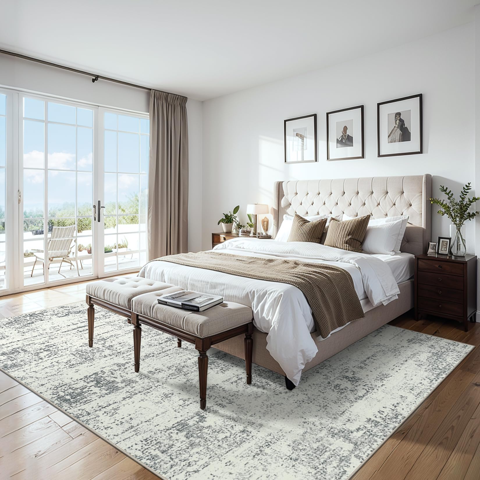 PLHXFR machine-washable rug makes cleaning quick and easy.