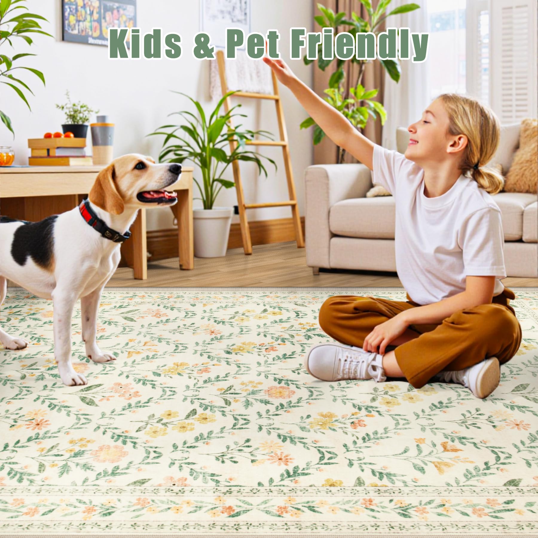 PLHXFR beige-multi rug complements versatile decor and lighting tones.