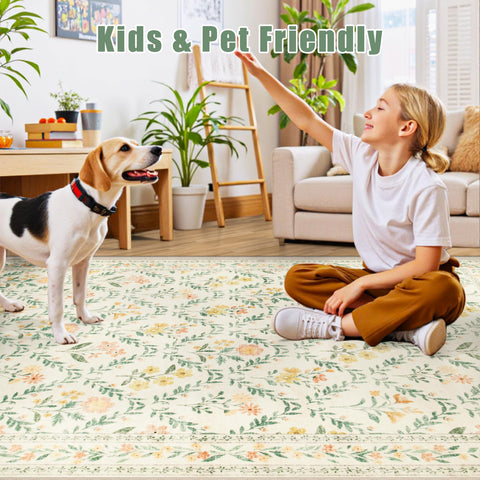 PLHXFR beige-multi rug complements versatile decor and lighting tones.