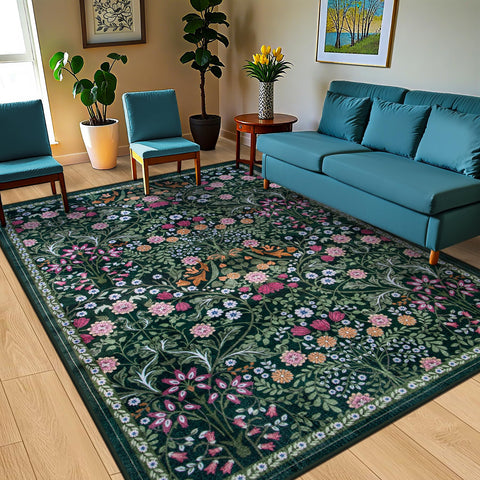 PLHXFR detailed floral pattern rug adds vintage charm to any space