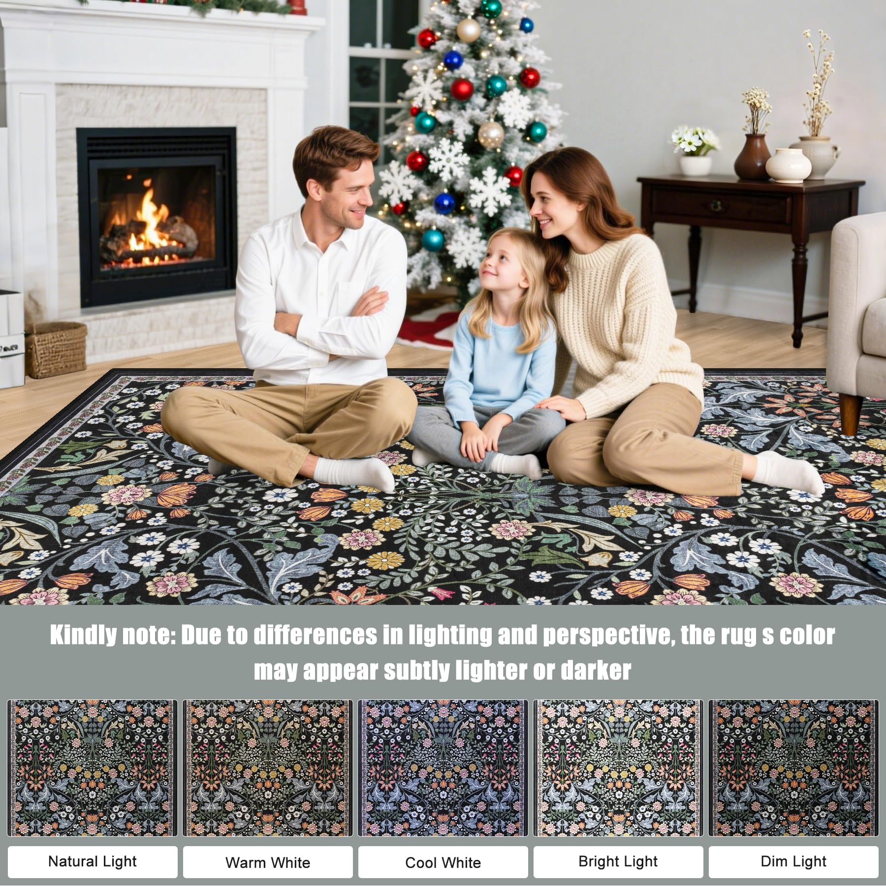 PLHXFR durable stain-resistant rug withstands daily wear.