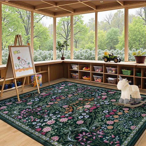 PLHXFR floral 4x6 rug skin-friendly for kids and pets.