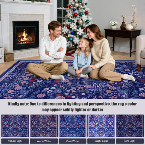 PLHXFR floral blue rug packaging shows contents and size
