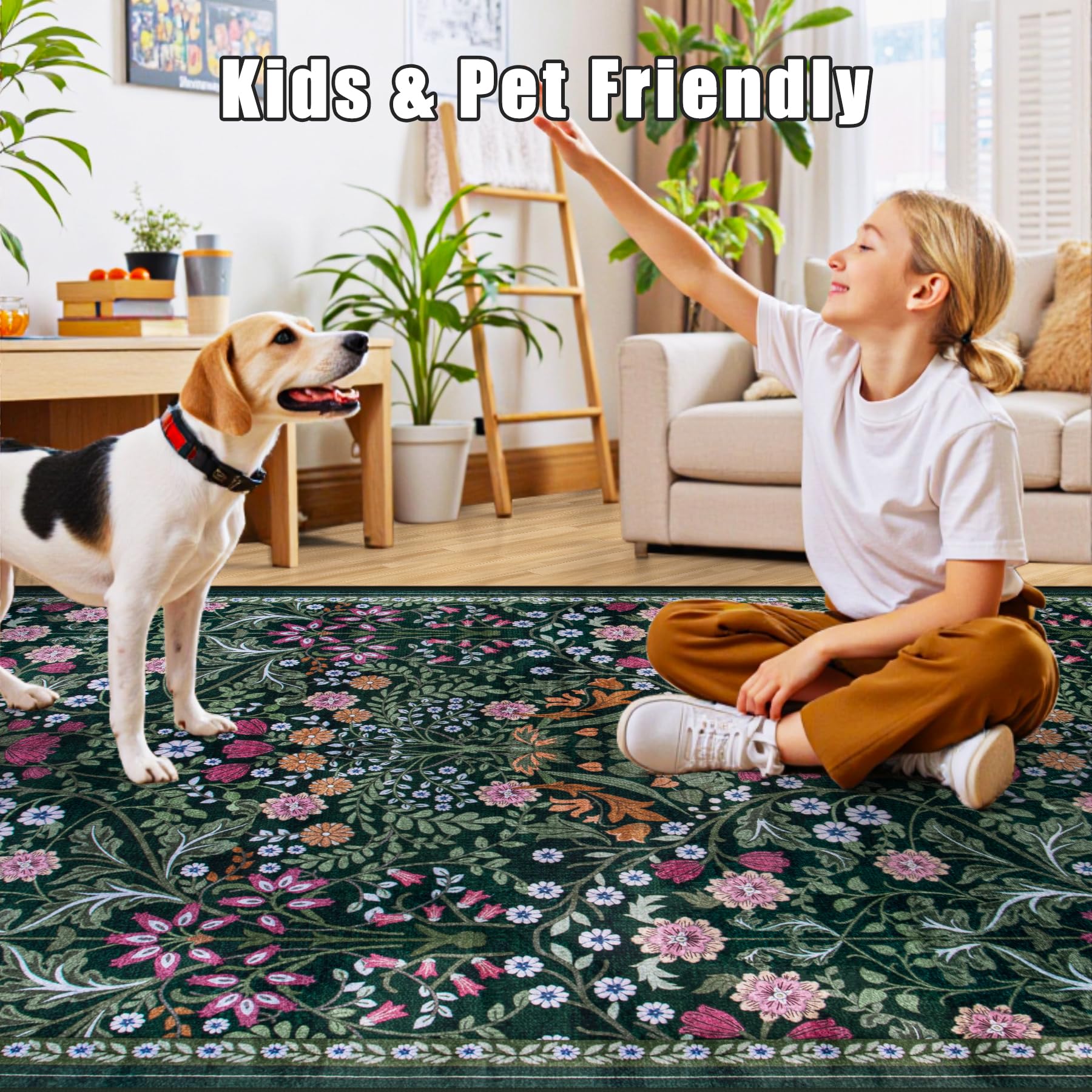 PLHXFR Floral Rug 6x9 size fits large living spaces and entryways
