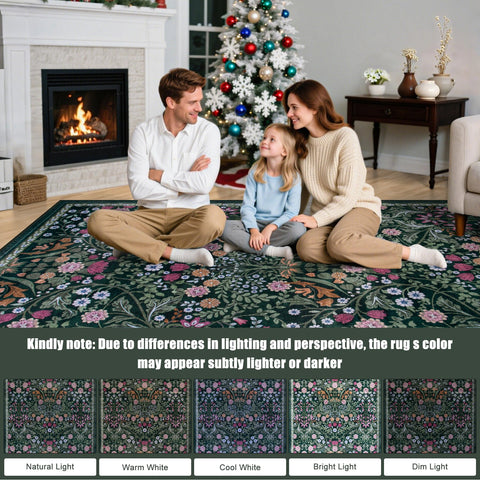 PLHXFR Floral Rug features durable stitching for long lasting wear