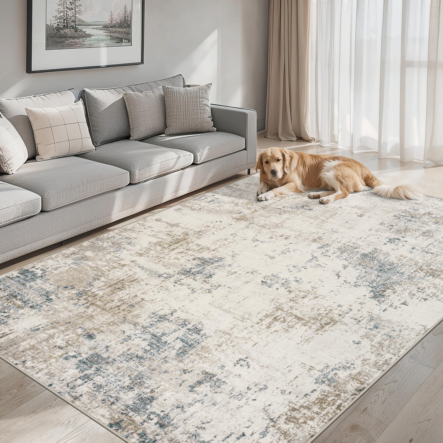 PLHXFR living-room rug adds neutral ambiance for versatile decor.