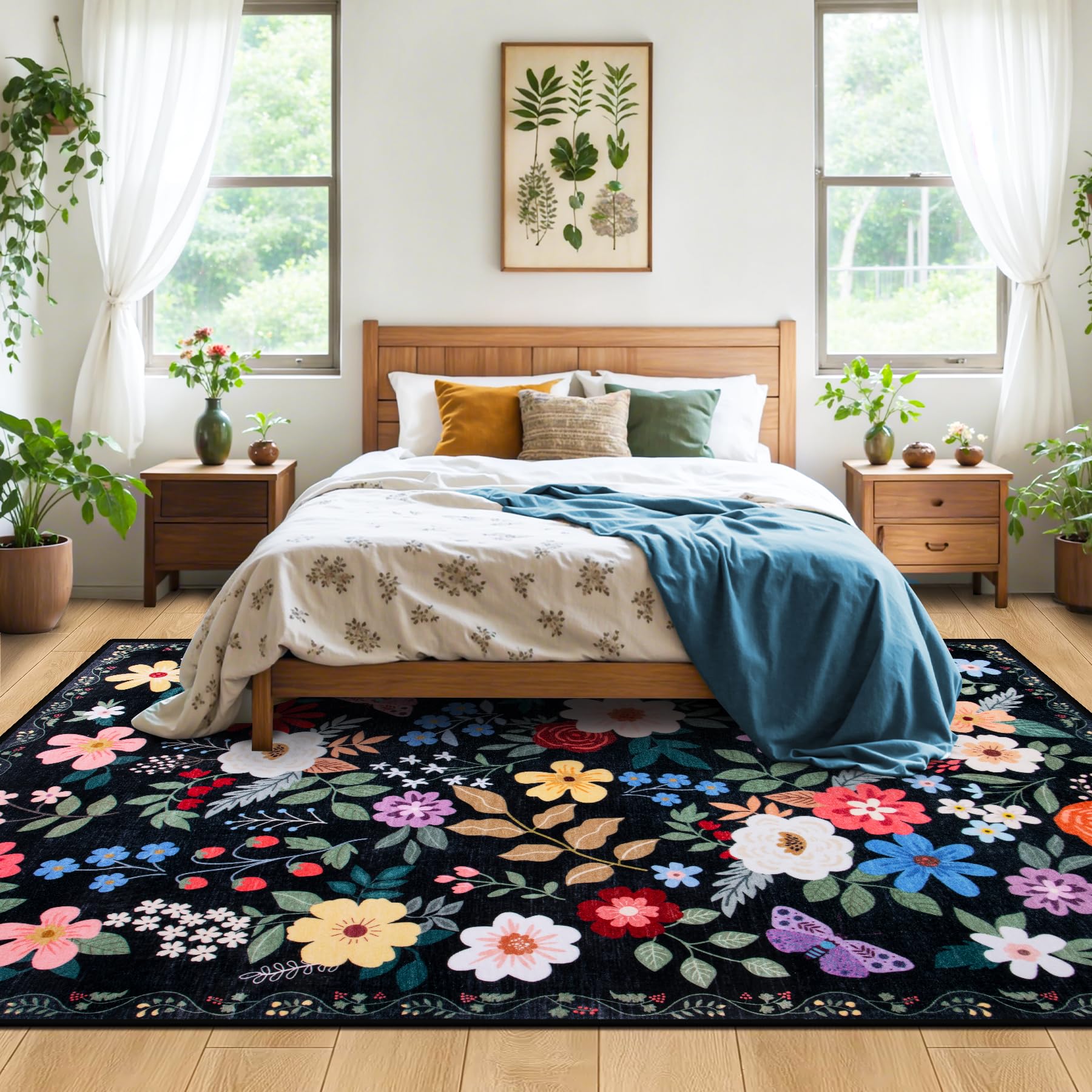 PLHXFR machine-washable 8x10 rug for easy cleaning and quick refresh.