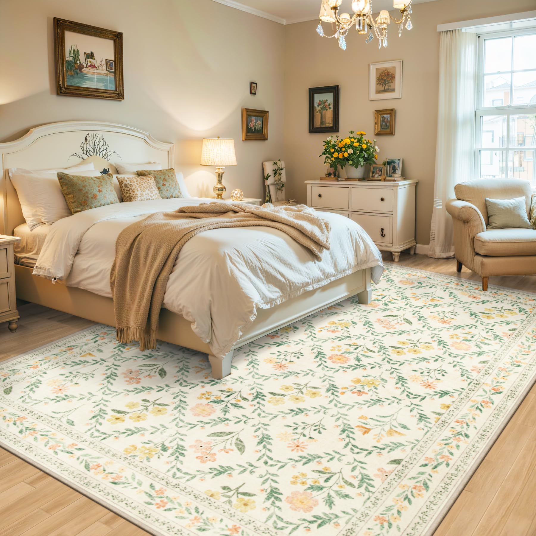 PLHXFR machine-washable-rug allows easy refreshes with durable stitching.
