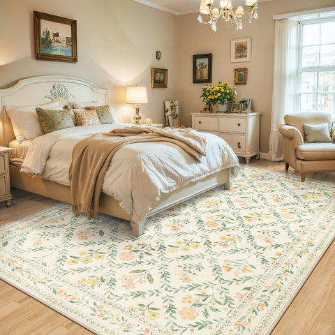 PLHXFR machine-washable-rug allows easy refreshes with durable stitching.
