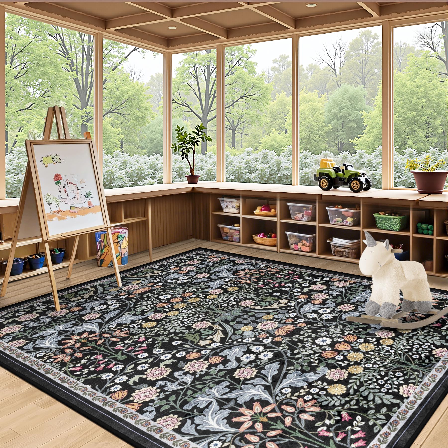 PLHXFR non-slip backing keeps the rug in place on floors