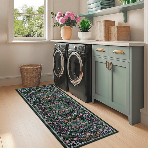 PLHXFR non-slip backing helps keep the rug in place.