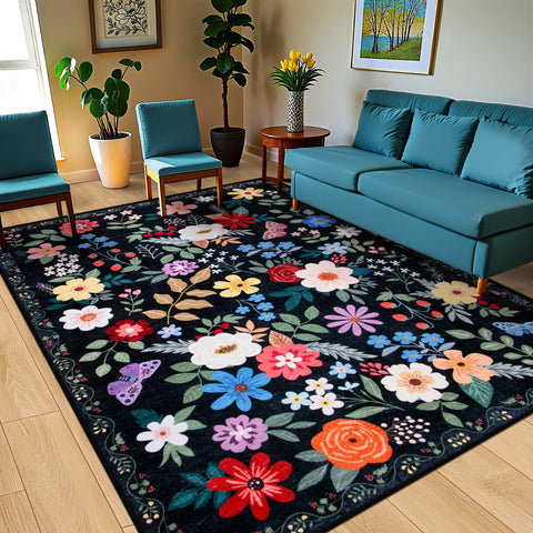 PLHXFR soft low-pile 8x10 rug offering plush underfoot comfort.