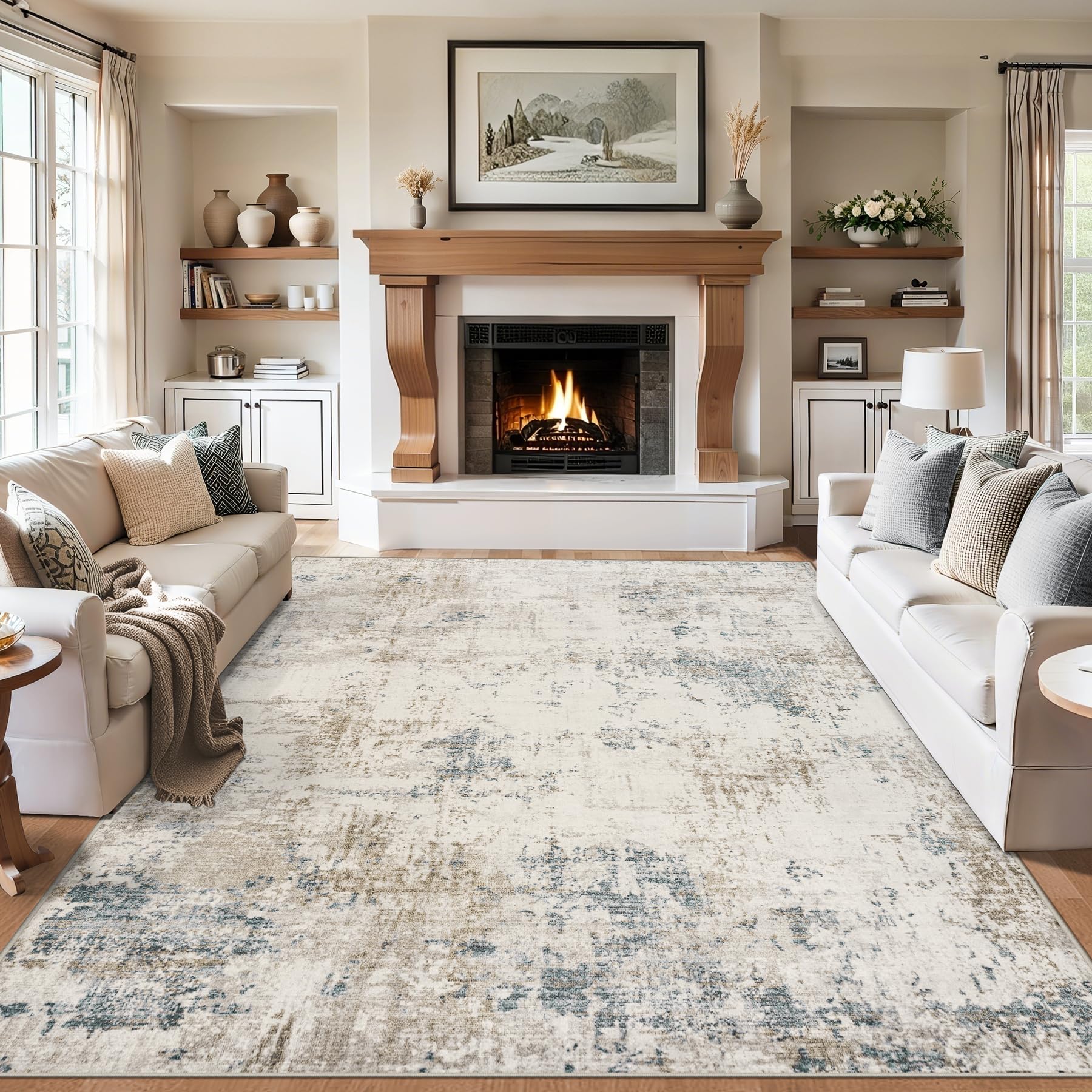 PLHXFR soft-texture area rug provides plush underfoot comfort in living rooms.