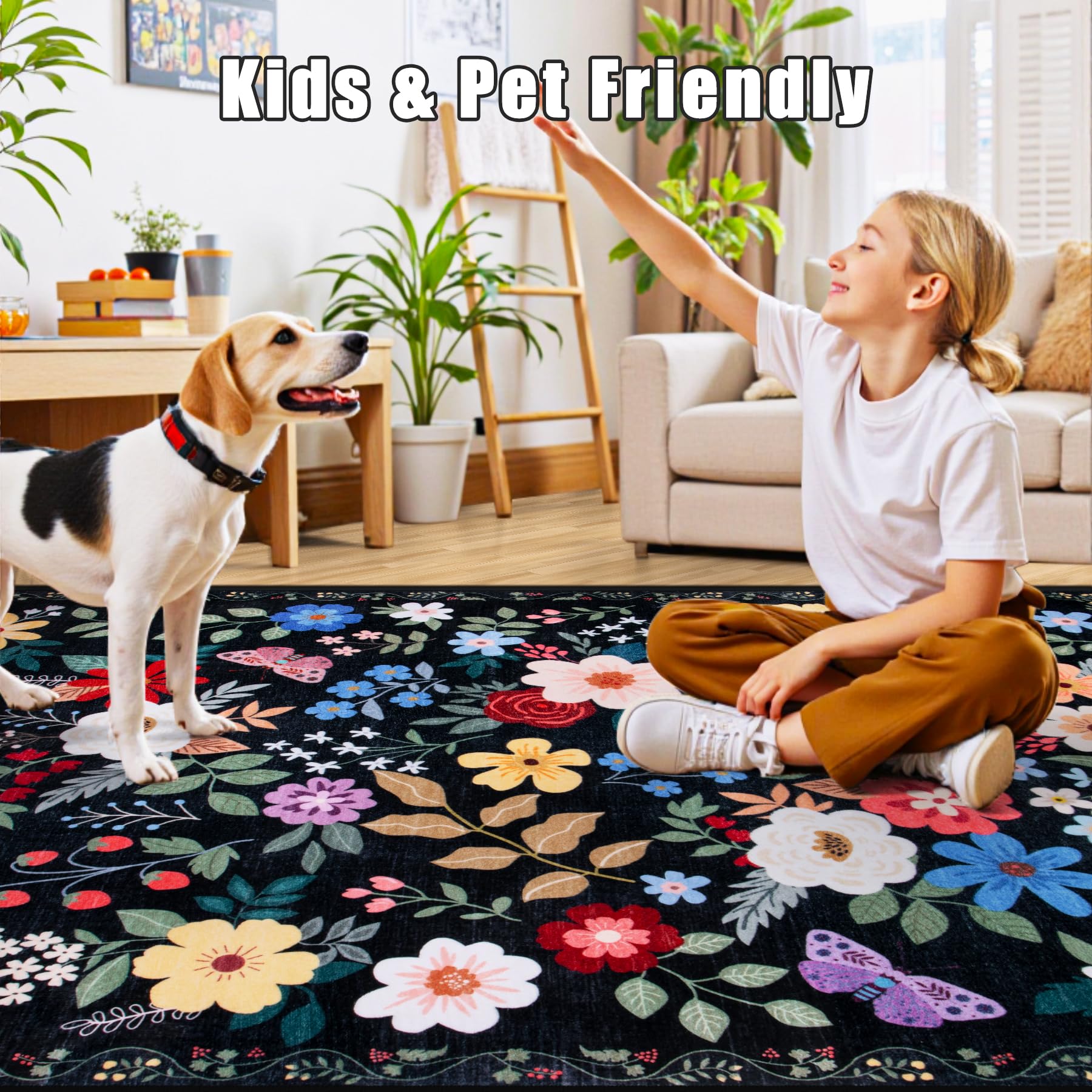 PLHXFR stain-resistant 8x10 rug maintains a neat appearance.