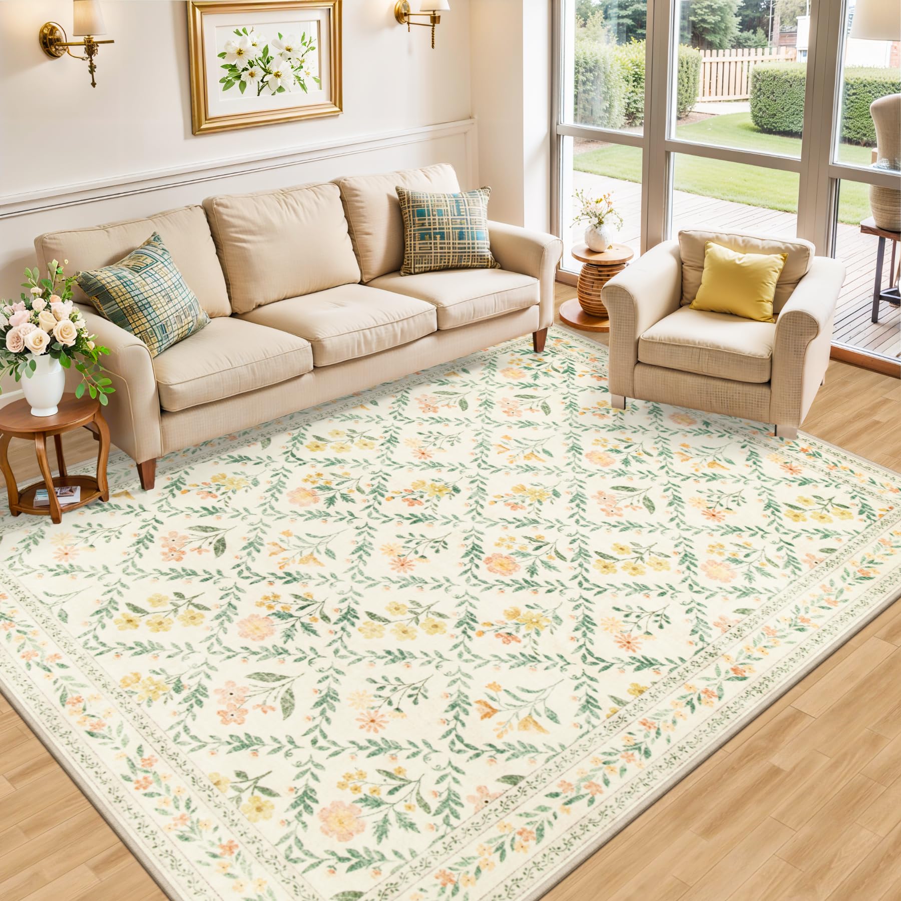 PLHXFR ultra-soft-low-pile-0-32-inch-rug feels plush and easy to clean.