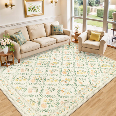 PLHXFR ultra-soft-low-pile-0-32-inch-rug feels plush and easy to clean.
