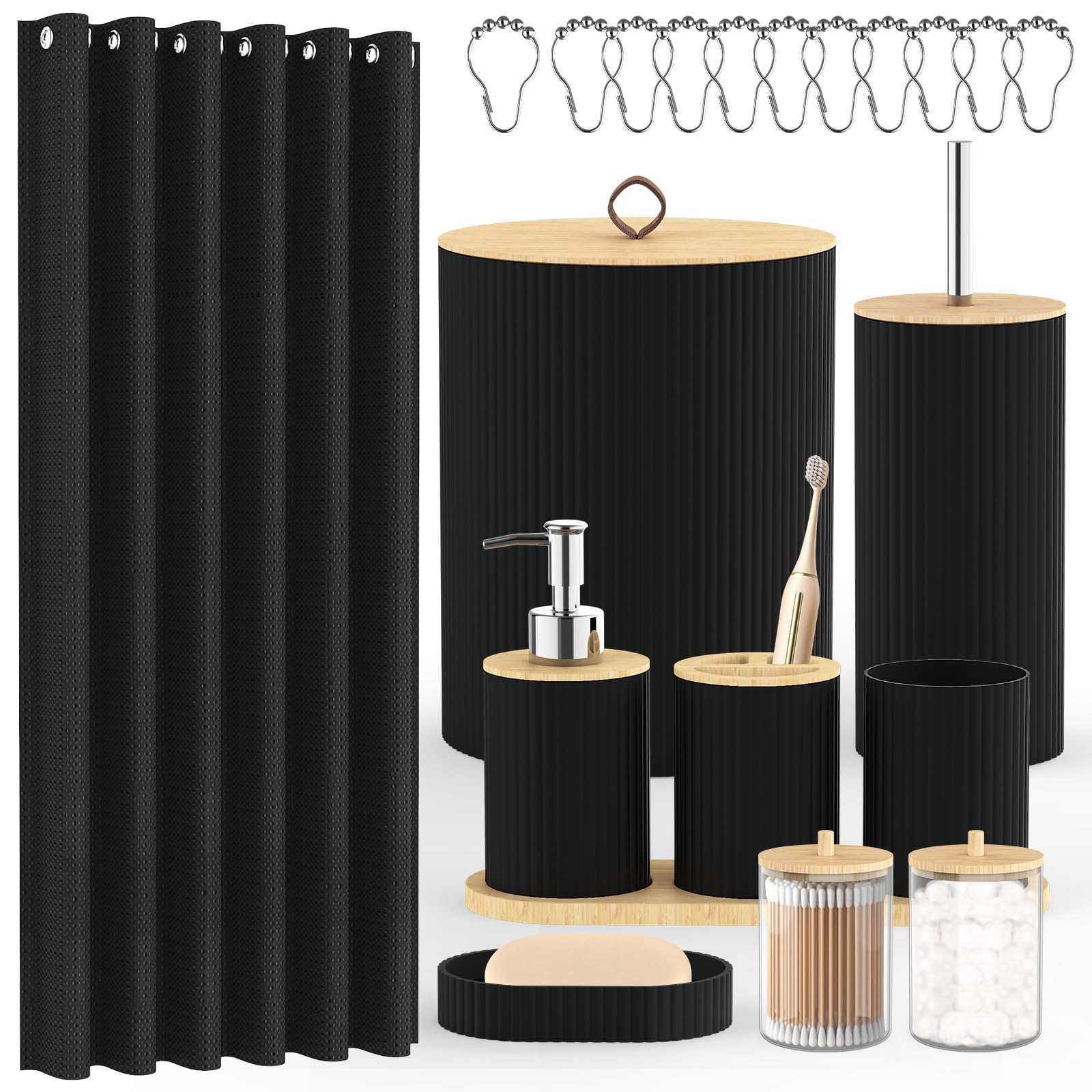 Pliow 22-piece bathroom set with shower curtain for a tidy, modern bathroom