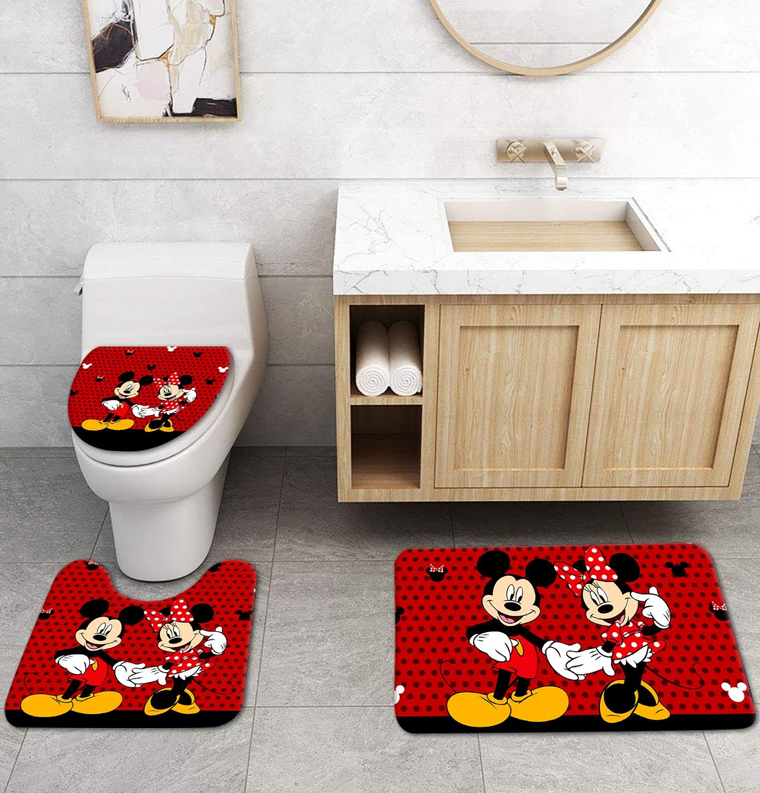 PLMZUOK toilet lid cover complements curtain set with cohesive look