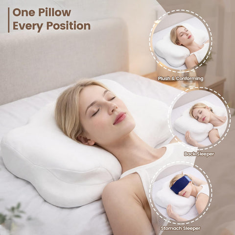 Ploithic New 2.0 Cloud Pillow neck-roll aids cervical support for side sleepers.