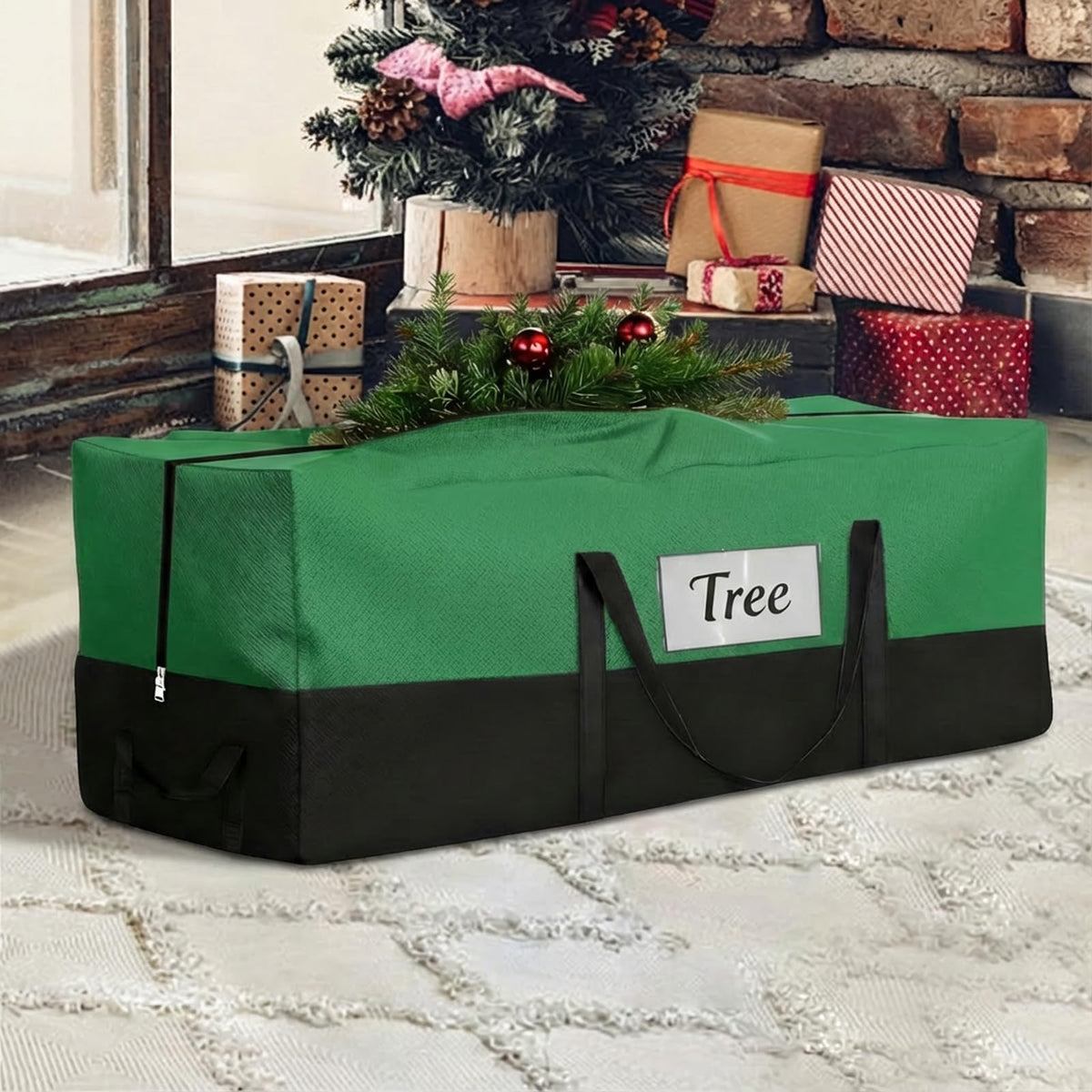 PLTCAT Christmas tree storage bag closed protects a 10–12 ft tree from dust