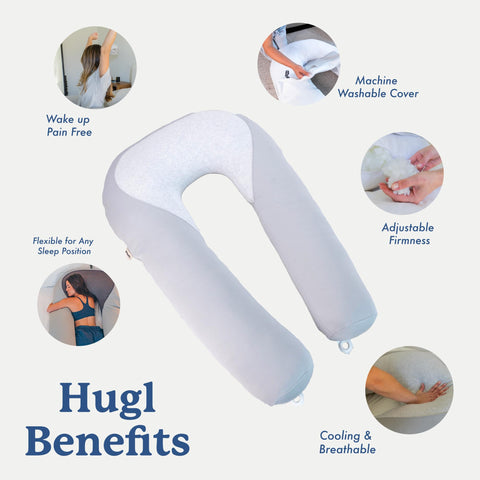 Plufl Hugl hypoallergenic materials closeup indicating gentle for sensitive sleepers.