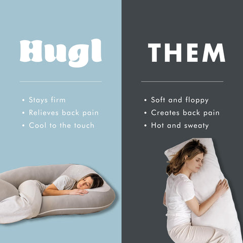 Plufl Hugl maternity use showing comfortable support for pregnancy.