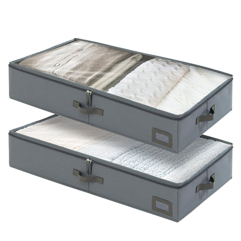 PLUMGEAN under-bed storage bins 2-pack for organized clothing under the bed