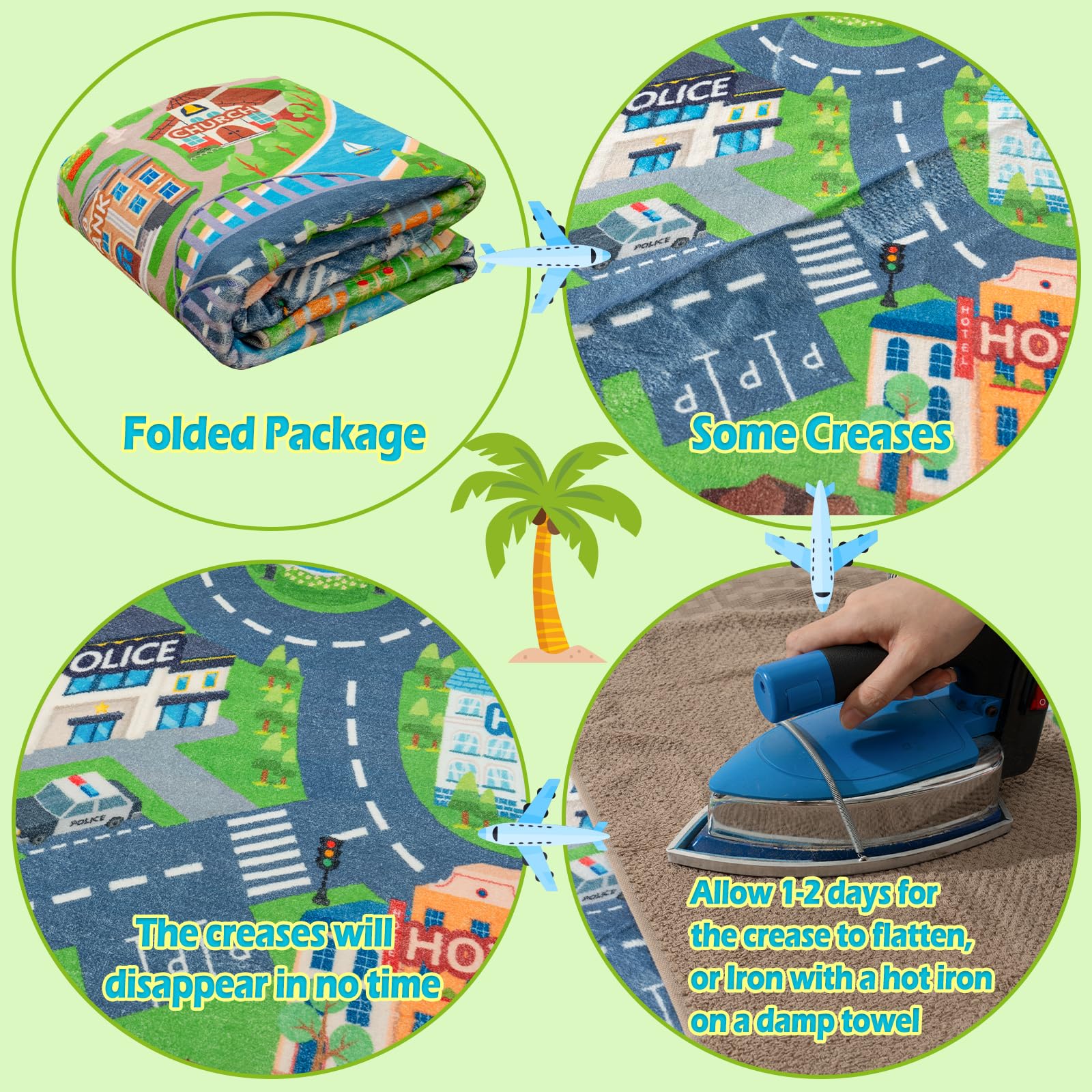 Plumlik race track visuals invite kids to race and cooperate.