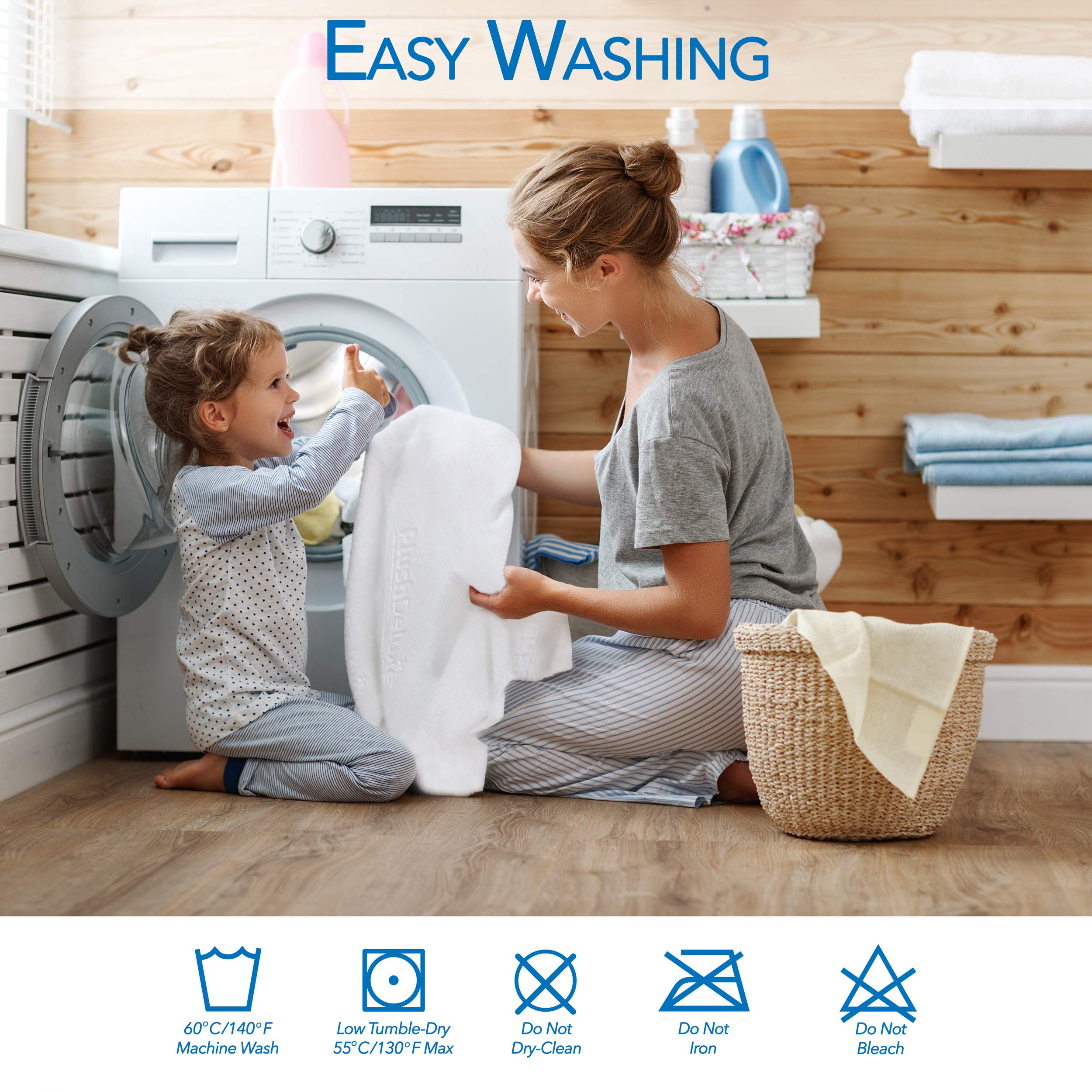 PlushDeluxe Cal King size fit covers 72x84 inch mattresses securely.