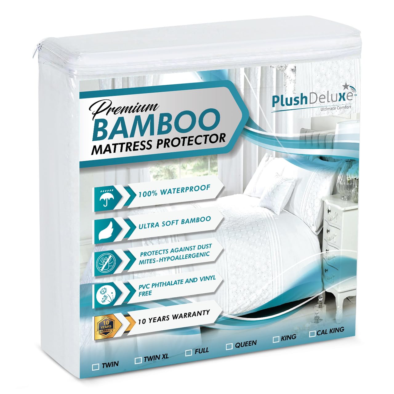 PlushDeluxe premium bamboo mattress protector fabric close-up showing softness and breathability