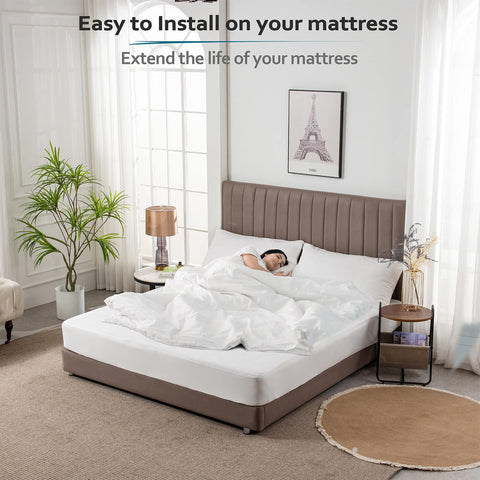 PlushDeluxe waterproof barrier blocks spills while staying breathable for nightly comfort.