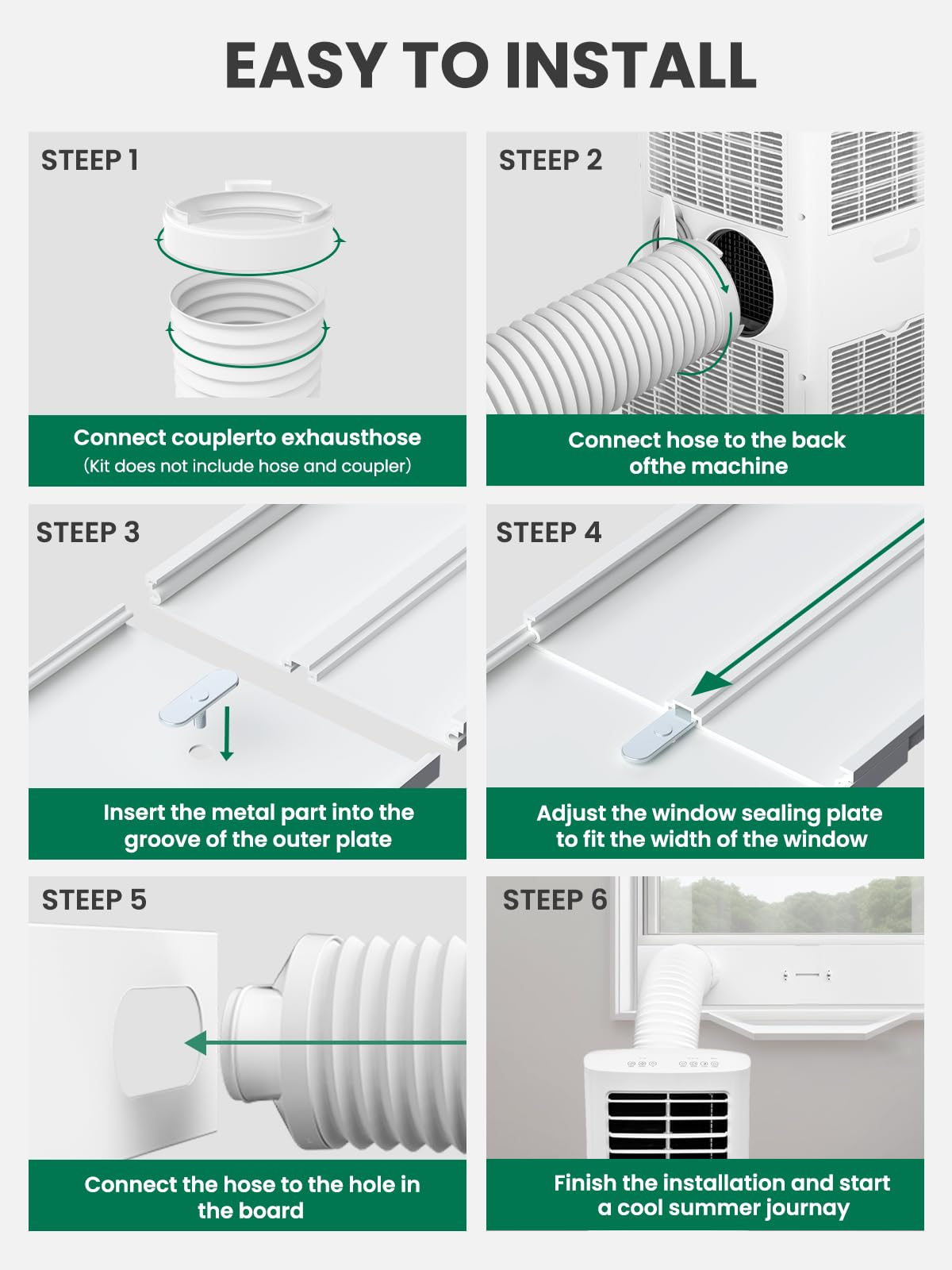 Plusluck adjustable window-fit length enables flexible venting for various windows.