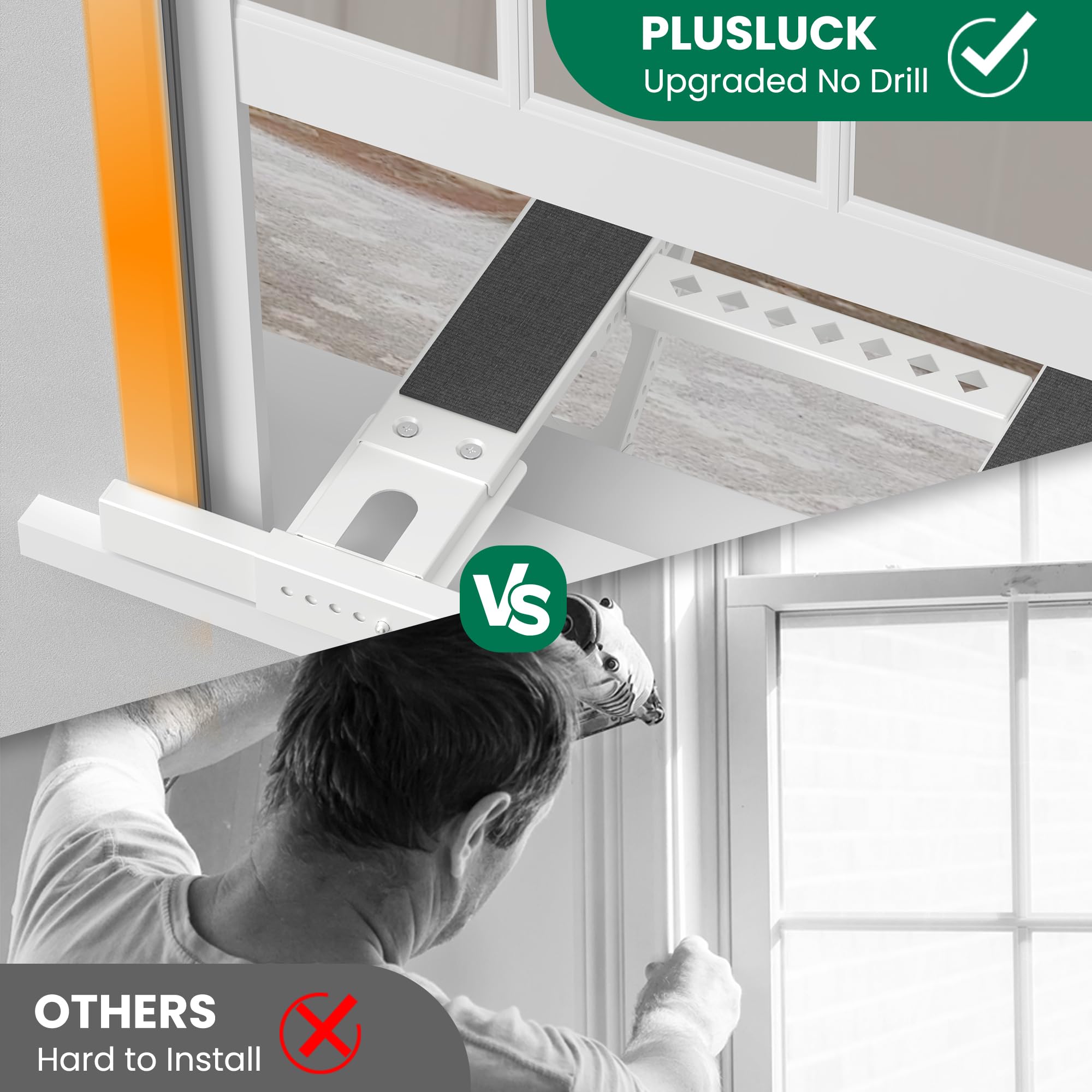 Plusluck packaging includes tools and bubble level for quick assembly