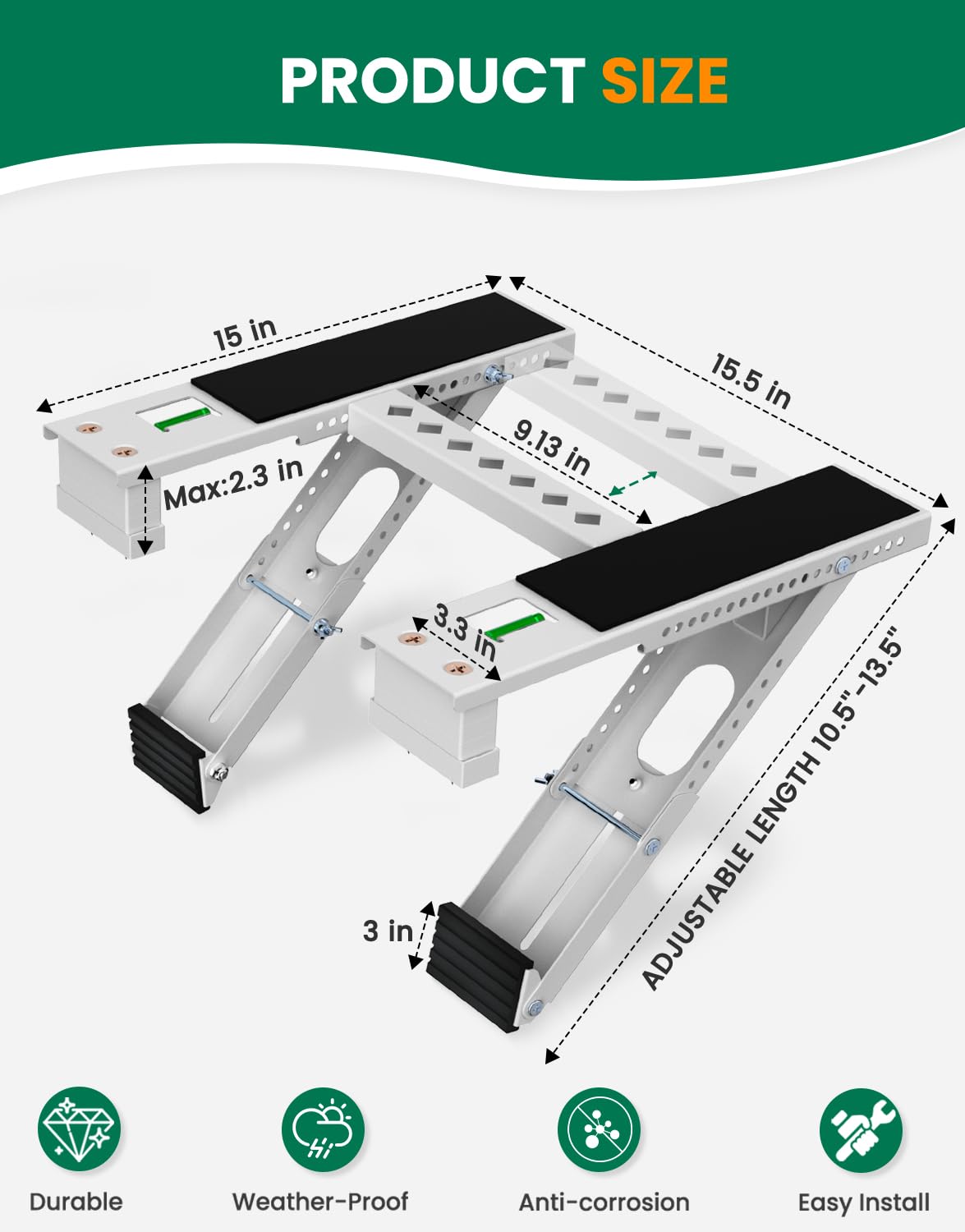 Plusluck adjustable crossbar enables precise alignment for various window widths.